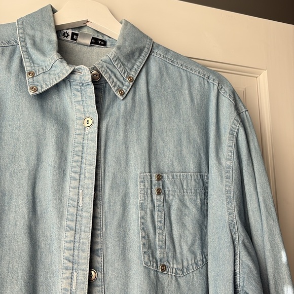 Vintage Blast Light Blue Western Denim 100% Cotton Button-Up Shirt - 2X - Picture 3 of 6